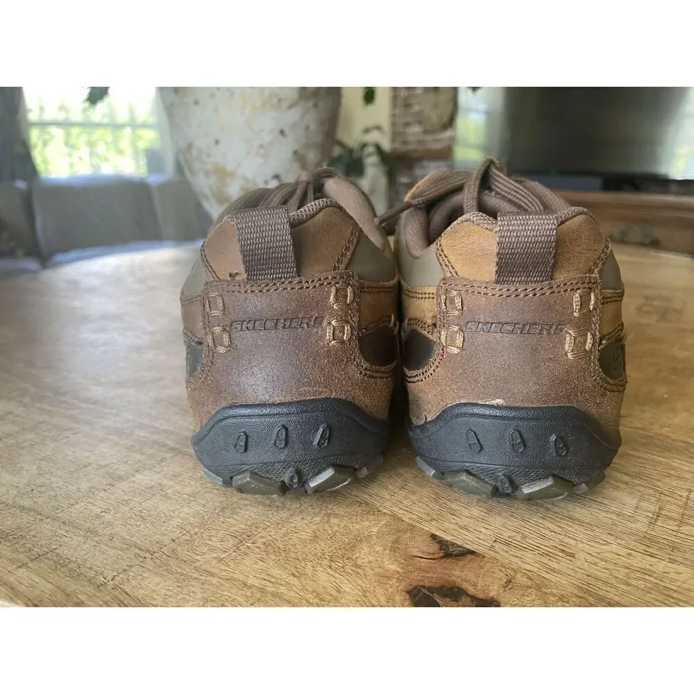 Skechers Men's Size 8 US Diameter Murilo Brown Leather Lace-Up Sneakers Shoes